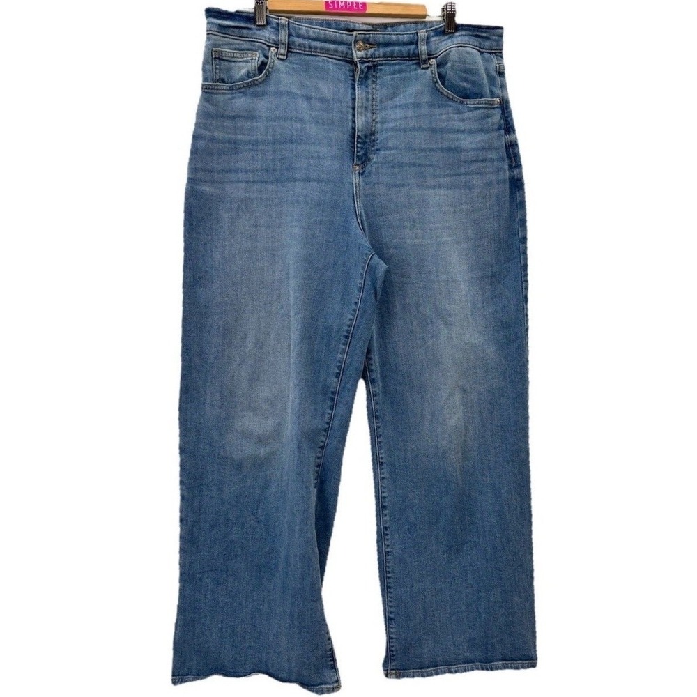 Joe Fresh Wide Leg Blue Jeans High Rise Stretchy Basiccore Capsule Wardrobe 32‎